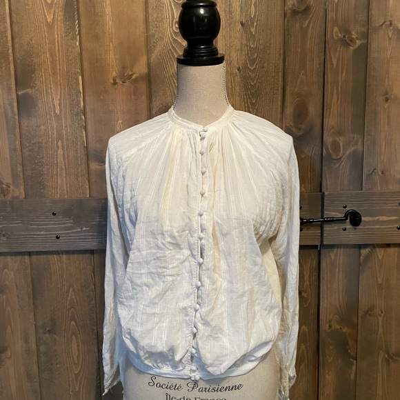 Blousy Button Down Puff Sleeve Top - Picture 4 of 5